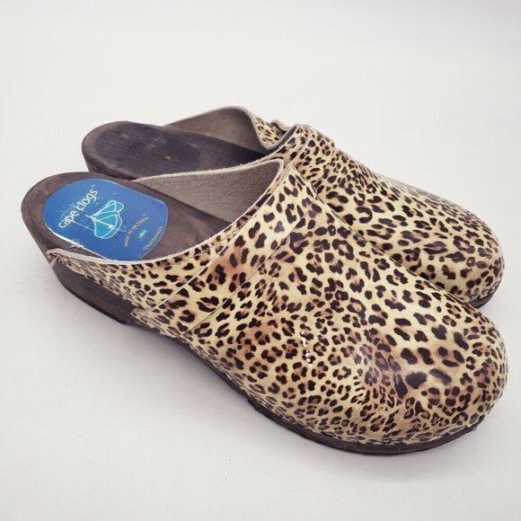 Torpatoffeln Leopard Print Swedish Wooden Clog 40 Cape Clogs Made in Sweden US 9 - Picture 4 of 12